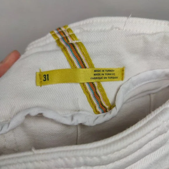 Anthropologie Maeve Wide Leg Cropped Pants Womens 31 White Belted Bohemian - Picture 9 of 12